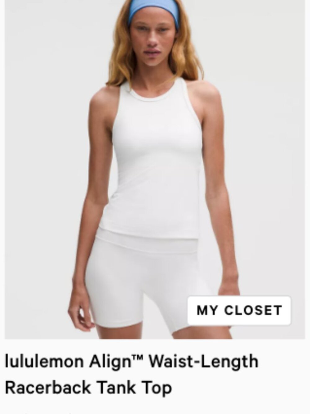 Lululemon -  Align™ Waist-Length Racerback Tank Top (White) (size 8)